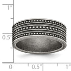 Chisel Stainless Steel Antiqued Gun Metal IP-plated Beaded 10mm Flat Band