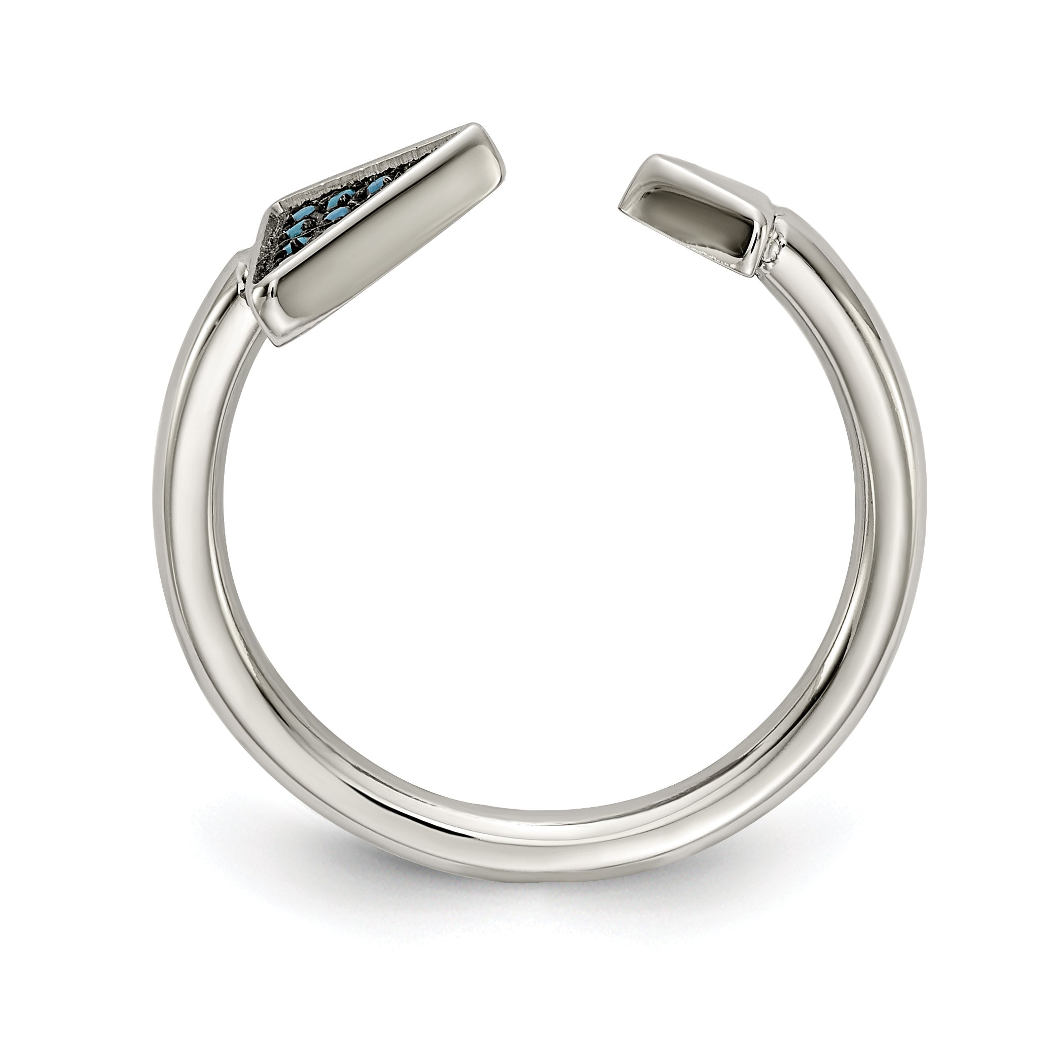 Reconstructed Turquoise Triangle Ring in Stainless Steel Secondary image
