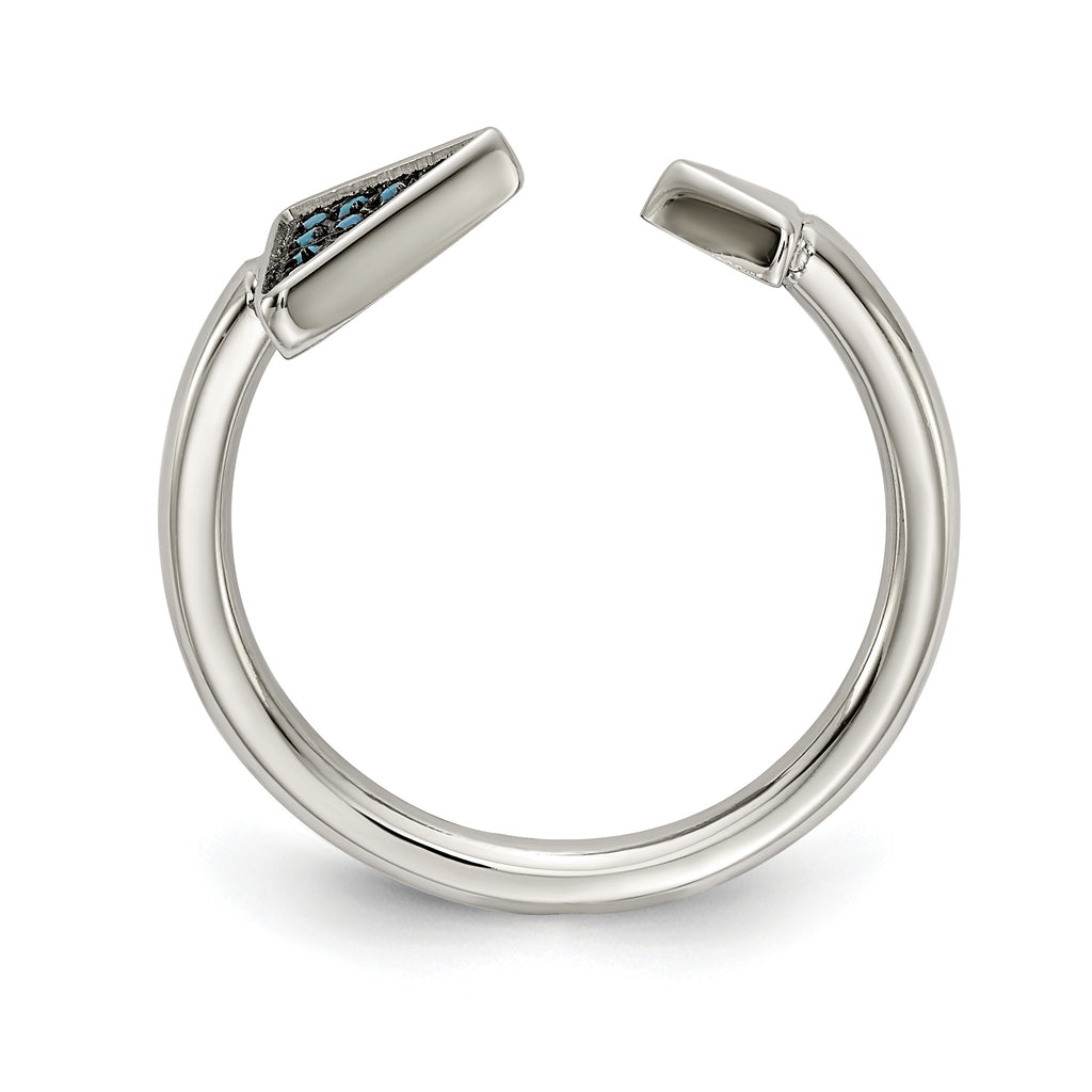 Chisel Stainless Steel Polished with Reconstructed Turquoise Triangle Ring
