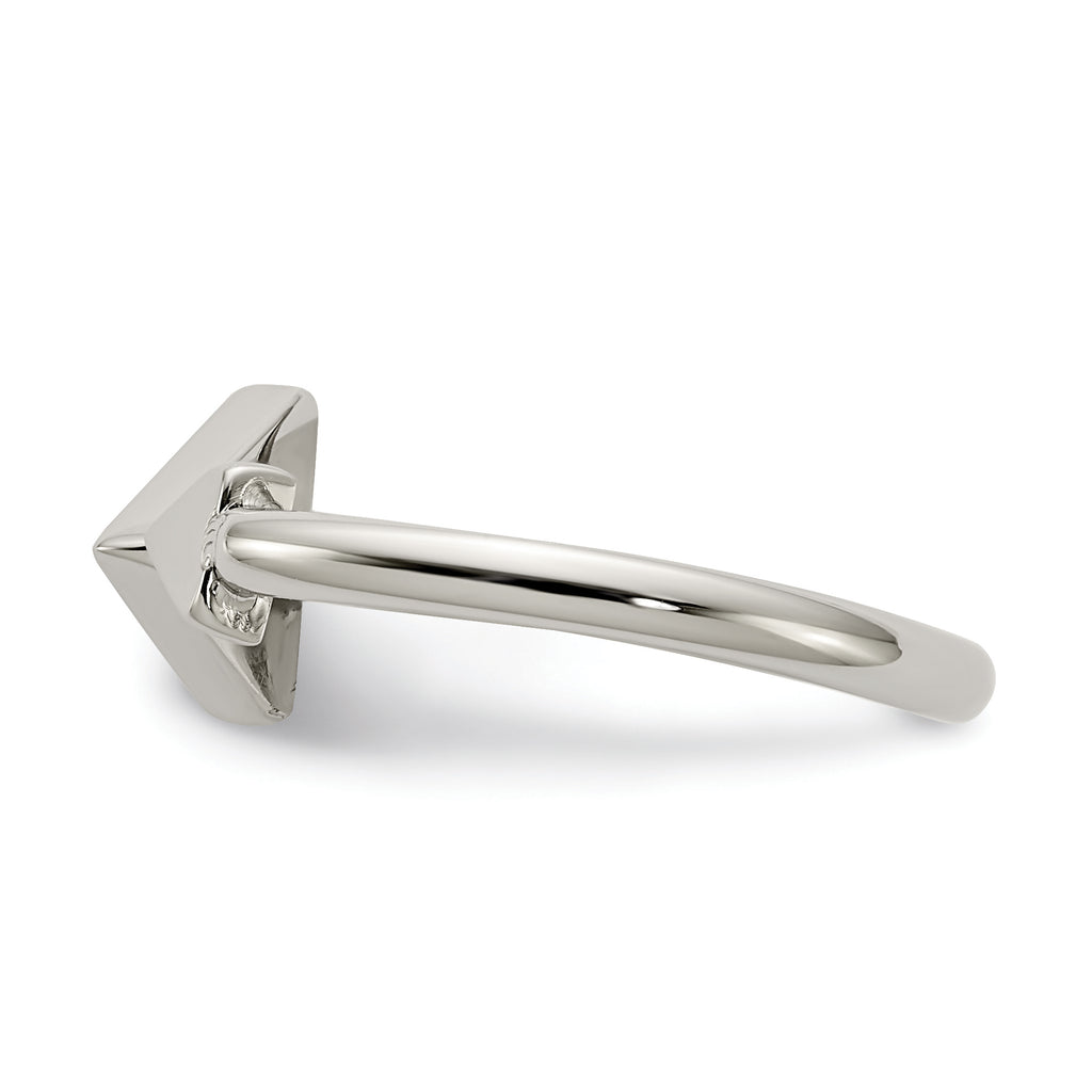 Chisel Stainless Steel Polished with Reconstructed Turquoise Triangle Ring