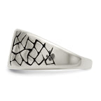 Chisel Stainless Steel Antiqued and Polished Yellow IP-plated with Crystal Cross Ring
