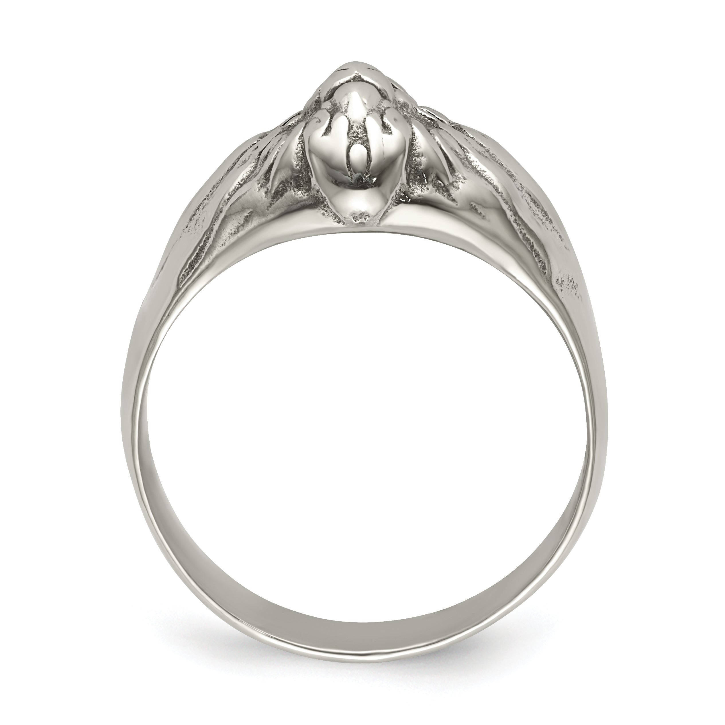 Chisel Stainless Steel Antiqued and Polished Lion Head Ring Secondary image