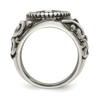 chisel Stainless Steel Antiqued and Polished Cross Ring