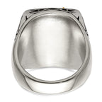 Chisel Stainless Steel with 14k Gold Accent Antiqued and Polished Eagle Ring