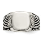Chisel Stainless Steel Polished with CZ Signet Ring