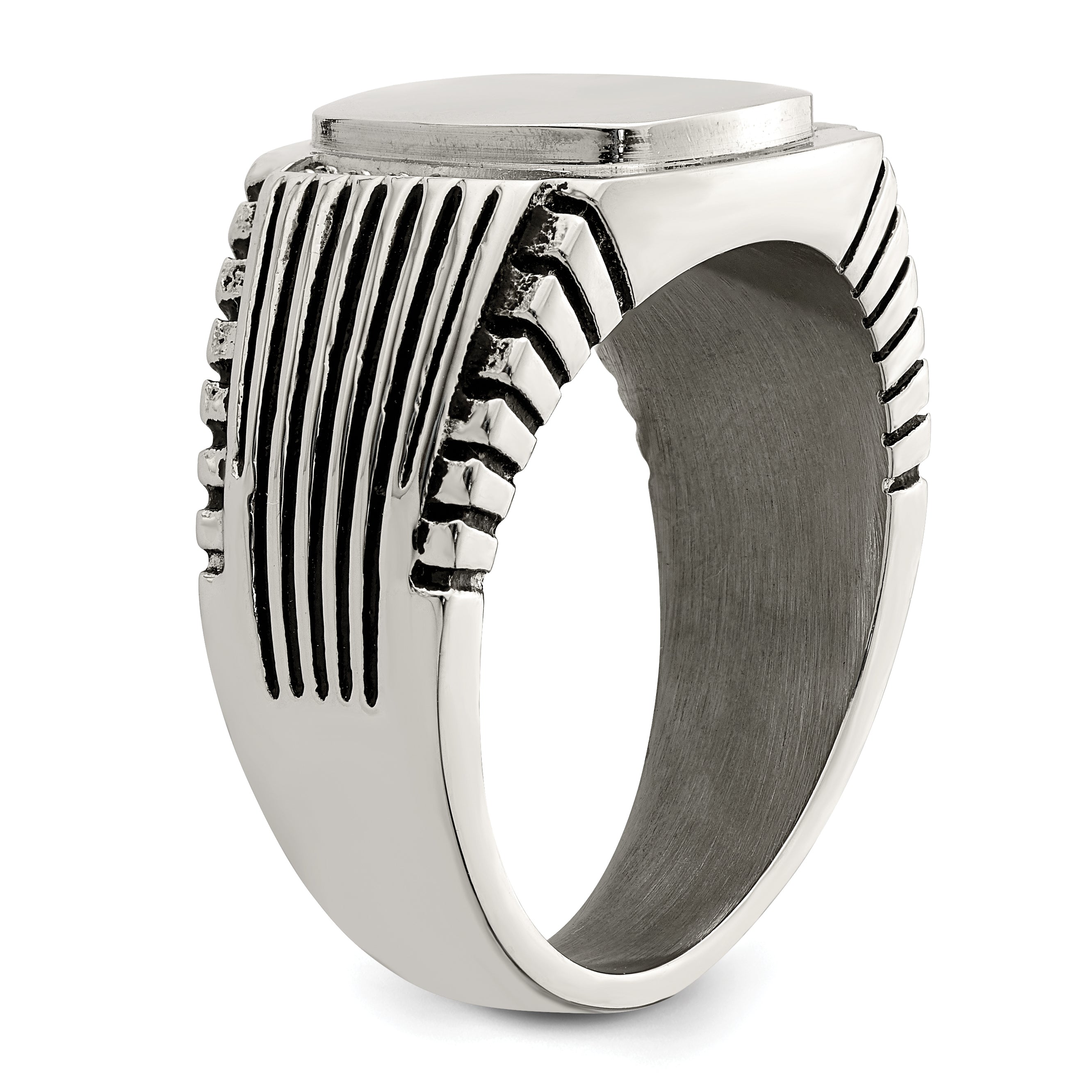Chisel Stainless Steel Polished with CZ Signet Ring