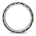 Chisel Stainless Steel Antiqued and Polished Swirl Design 7mm Band