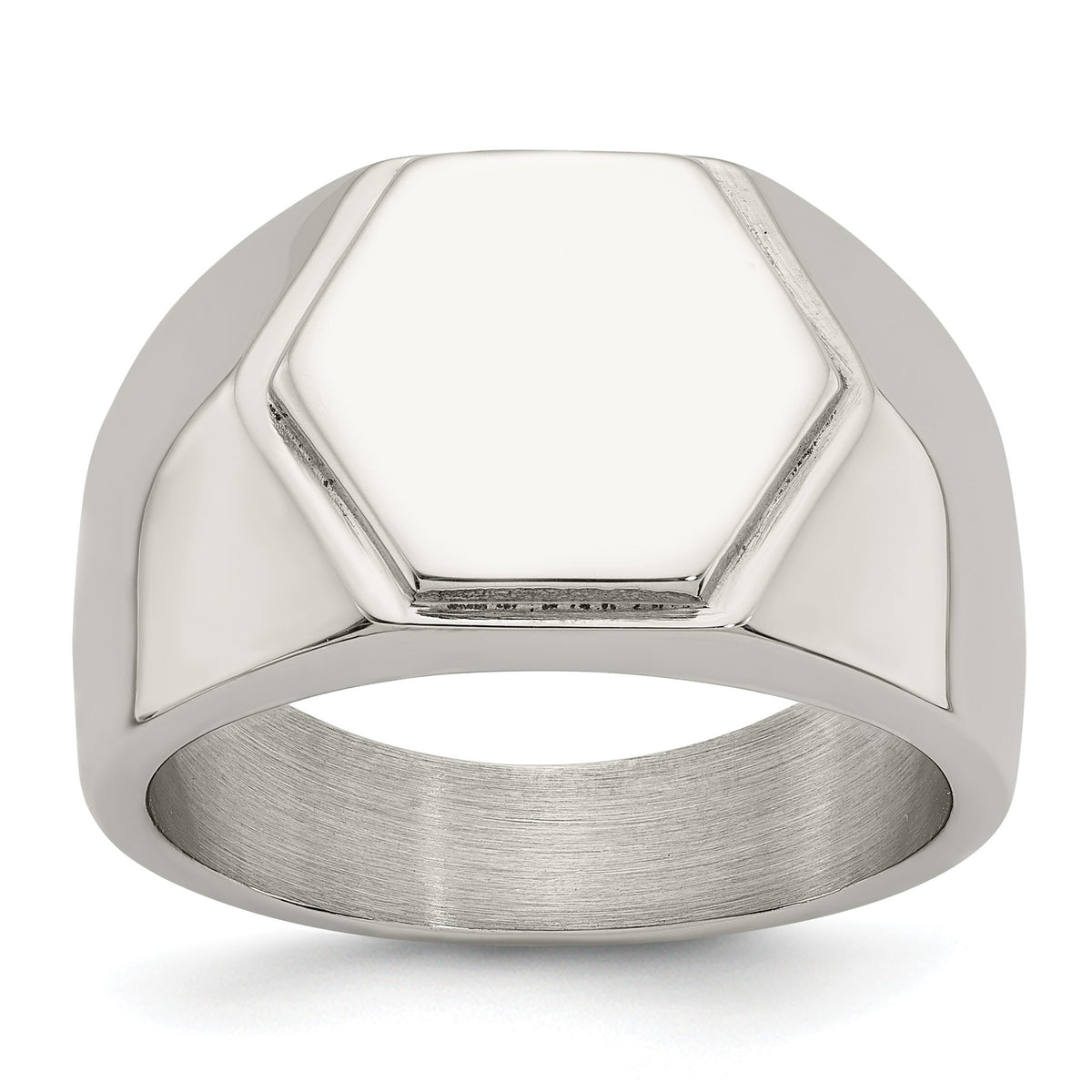 Chisel Men's Hexagon Signet Ring in Stainless Steel, Size 10–12 - Sophia Jewelers Main image