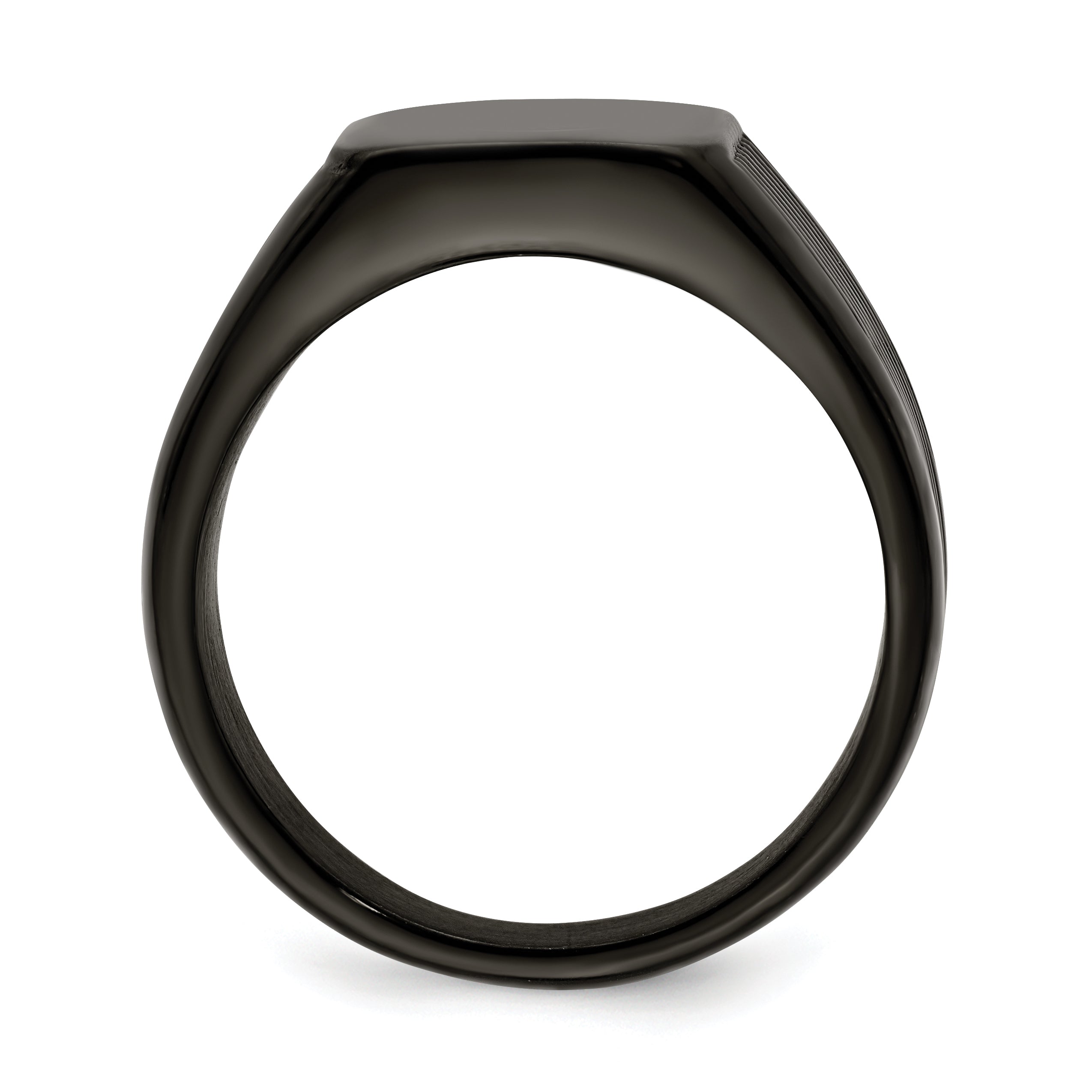 Chisel Stainless Steel Polished Black IP-plated Signet Ring Secondary image