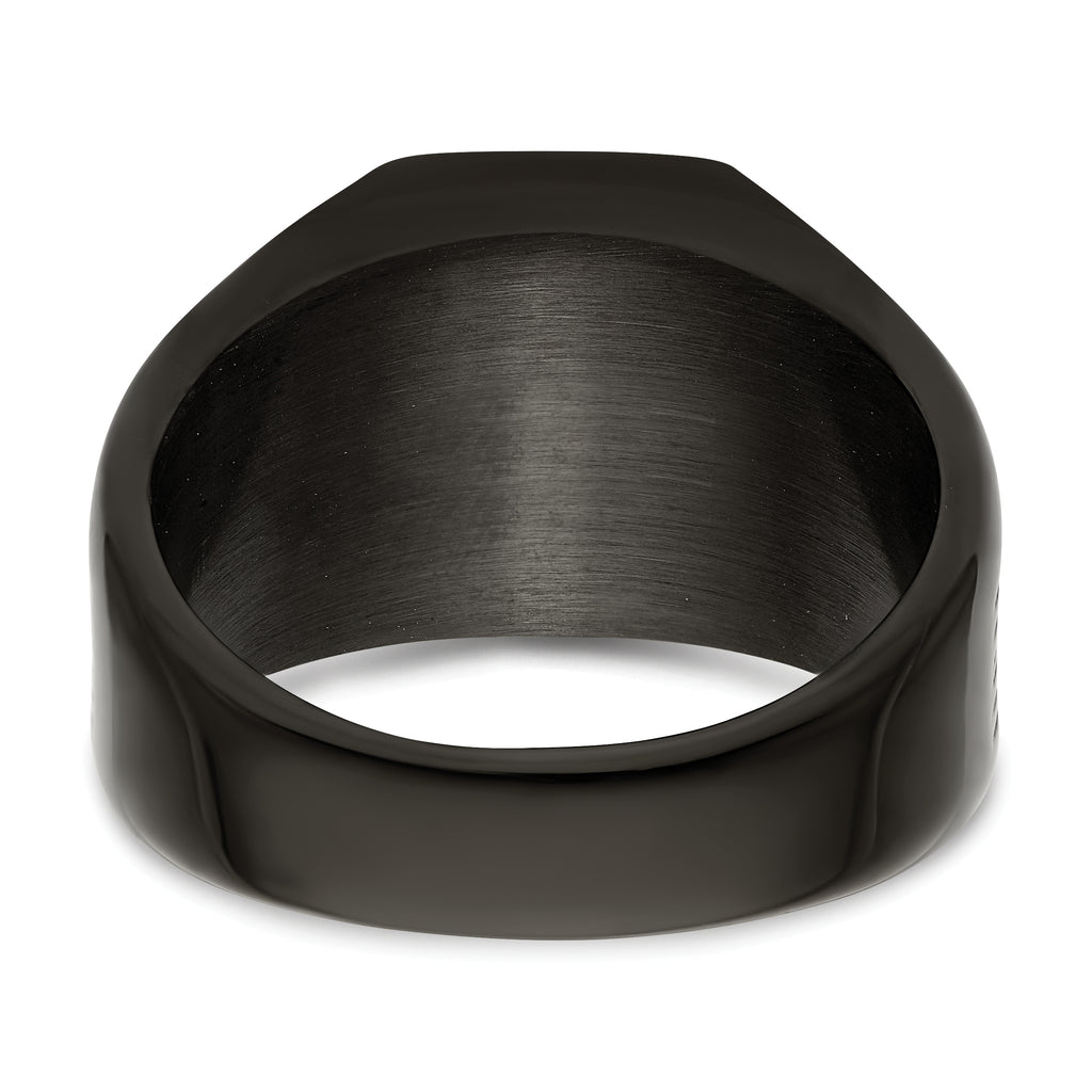 Chisel Stainless Steel Polished Black IP-plated Signet Ring
