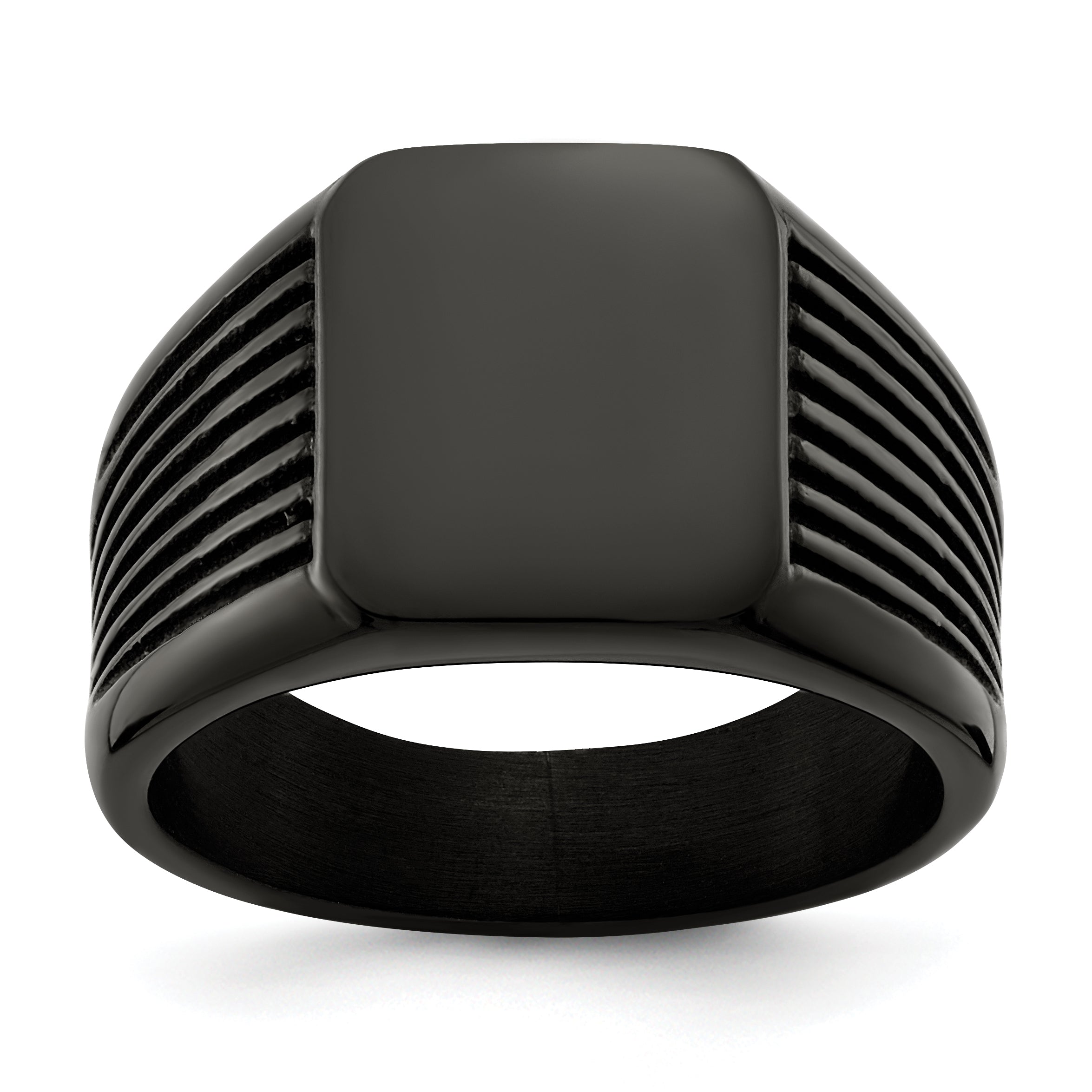 Chisel Stainless Steel Polished Black IP-plated Signet Ring Main image
