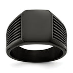 Chisel Stainless Steel Polished Black IP-plated Signet Ring
