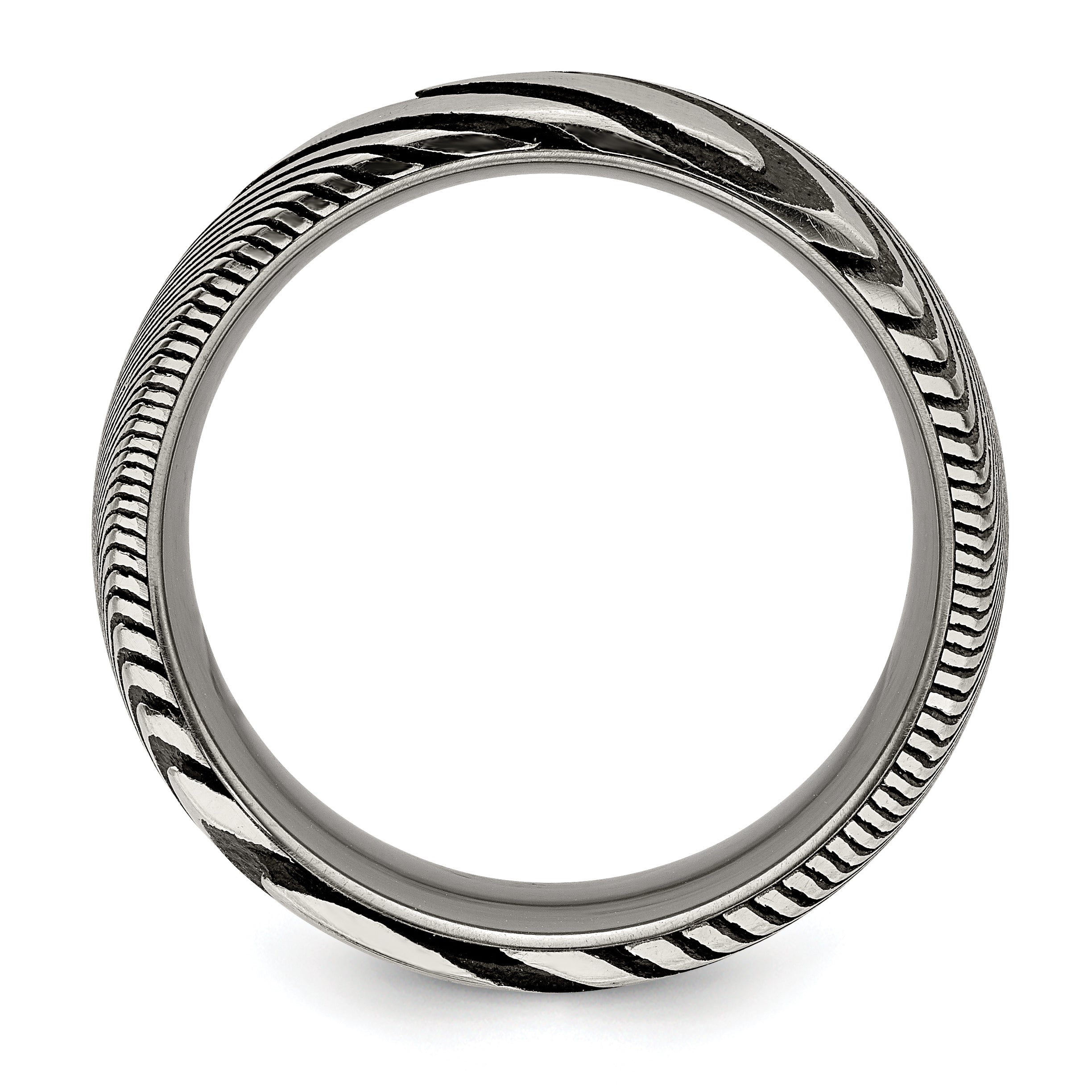 Polished Wedding Band in Damascus Steel, 8mm Secondary image
