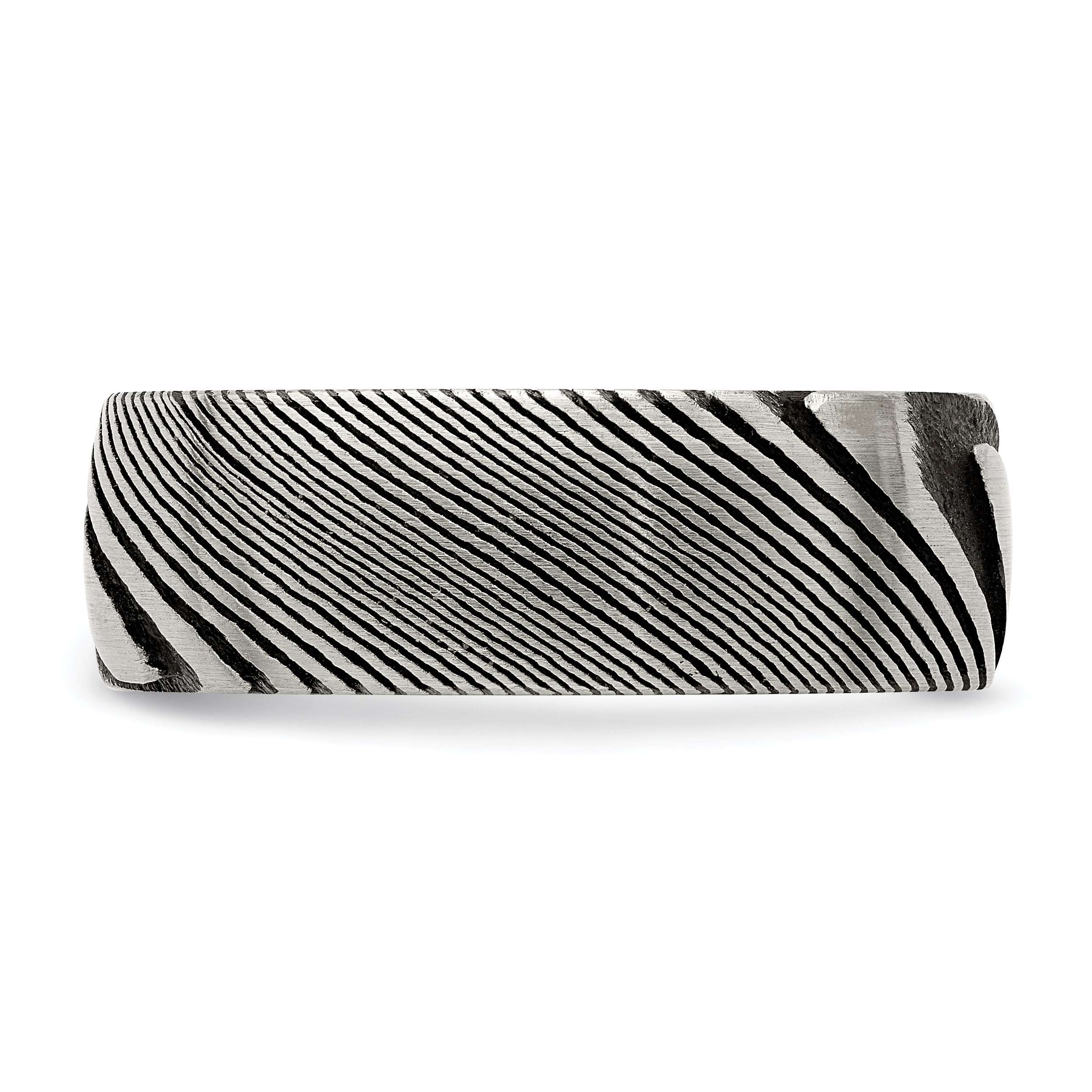 Chisel Damascus Steel Polished 8mm Band
