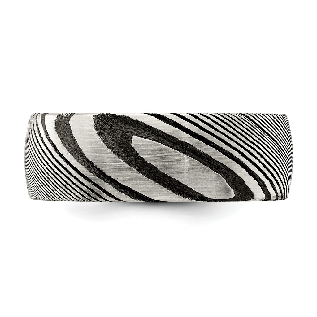 Chisel Damascus Steel Polished 8mm Band