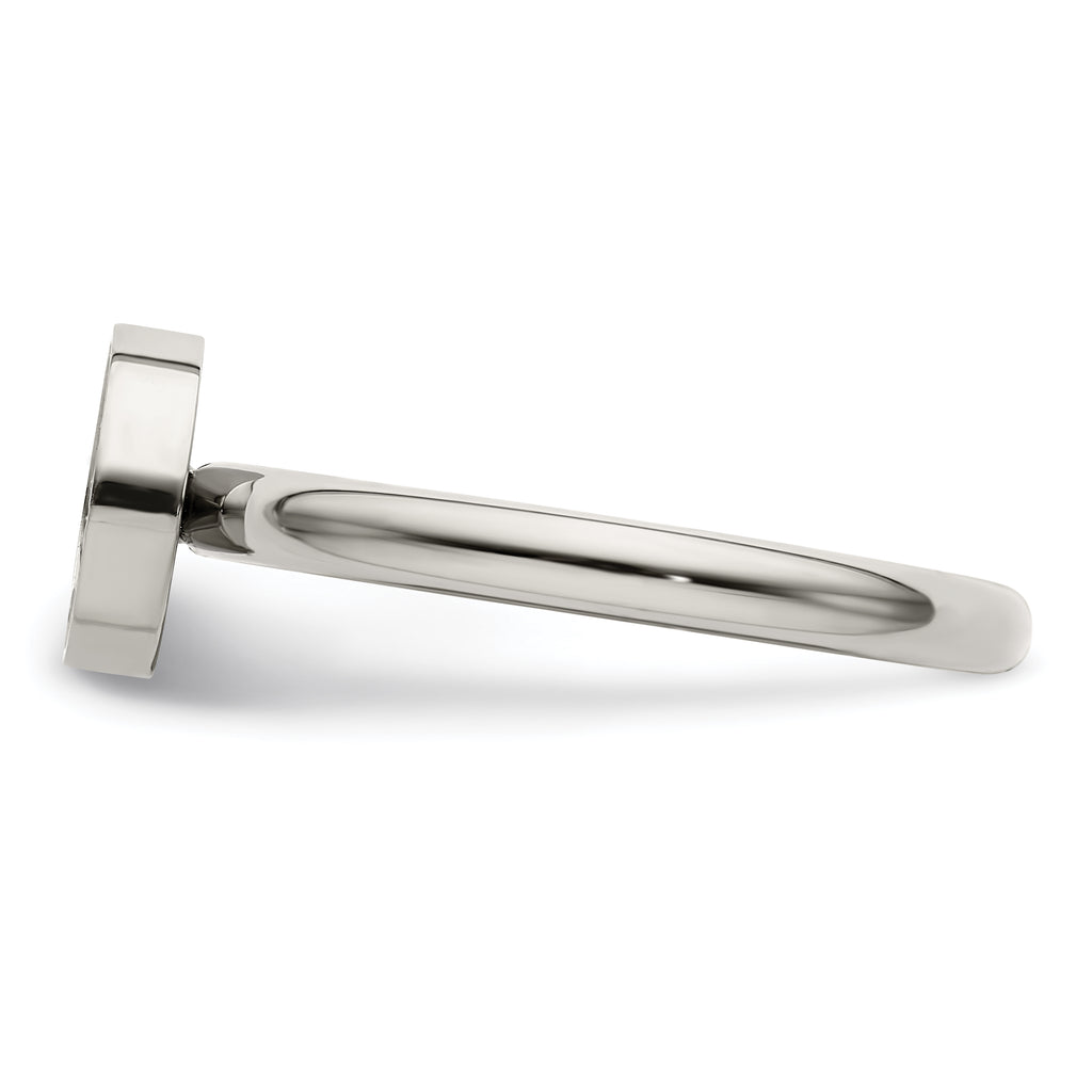 Stainless Steel Polished with CZ Circle Ring