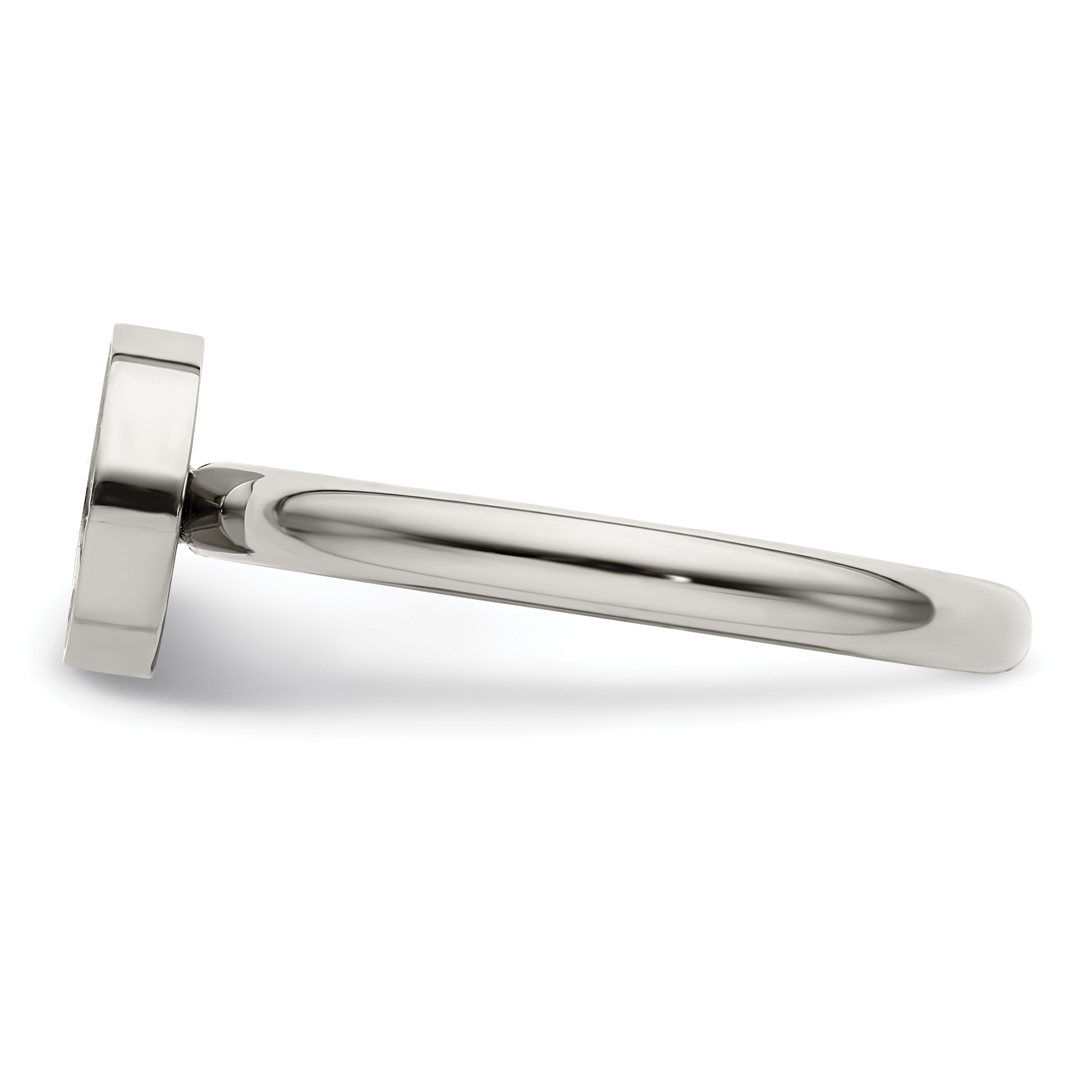 Stainless Steel Polished with CZ Circle Ring