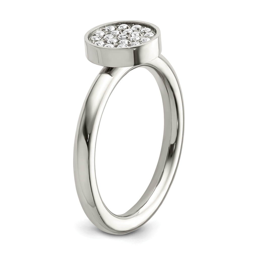 Stainless Steel Polished with CZ Circle Ring