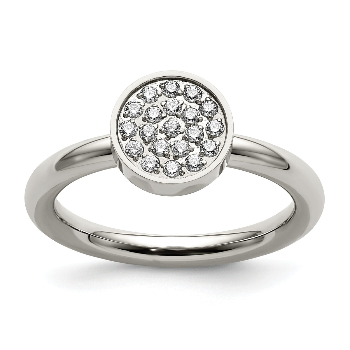Cubic Zirconia Circle Ring in Stainless Steel, Size 7–9 - Sophia Jewelers Main image