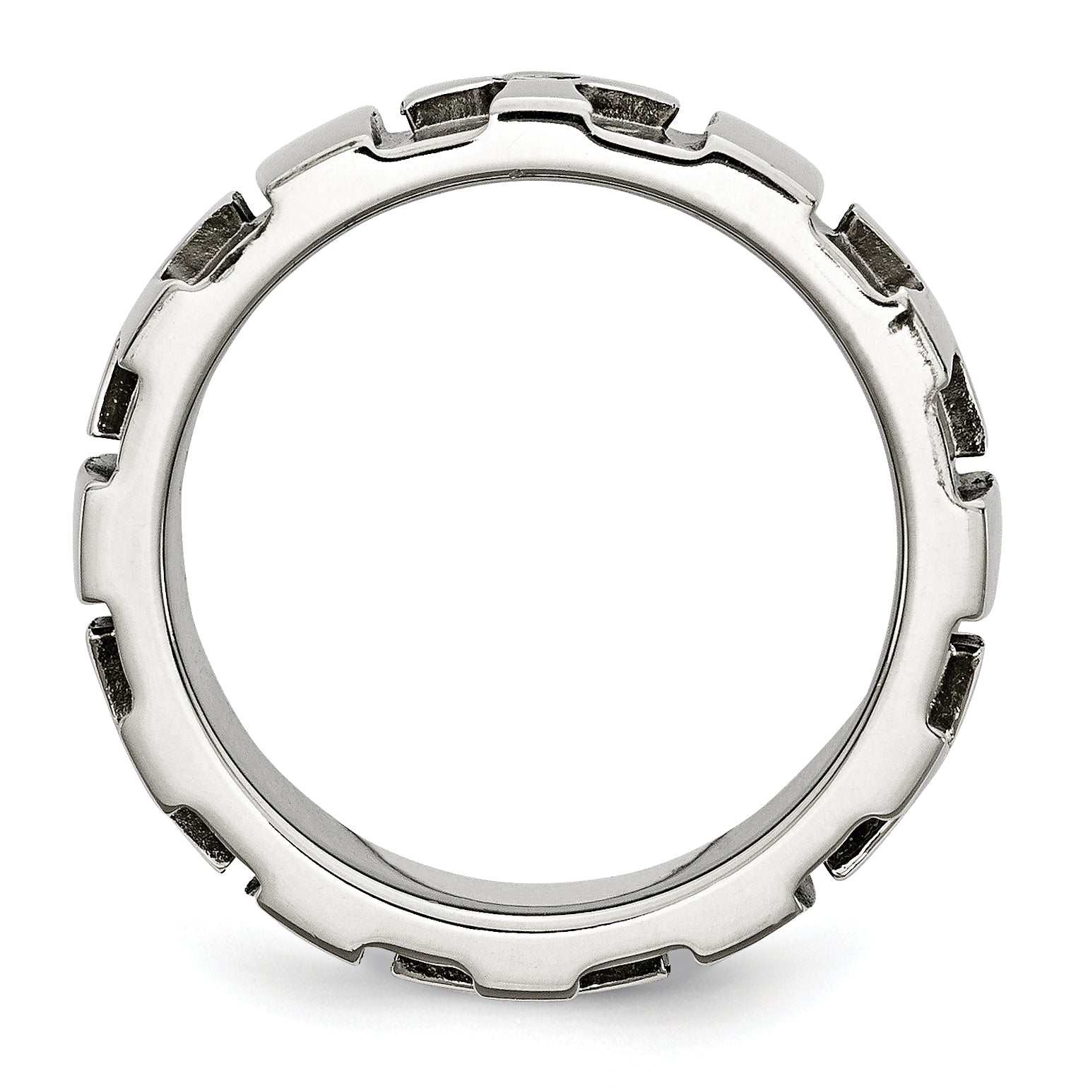 Chisel Stainless Steel Brushed and Polished 3pt Diamond Cross 9mm Band