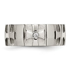 Chisel Stainless Steel Brushed and Polished 3pt Diamond Cross 9mm Band