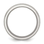 Chisel Stainless Steel Polished Etched Design Ridged Edge 7.5mm Band