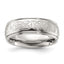Chisel Stainless Steel Polished Etched Design Ridged Edge 7.5mm Band