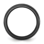 Chisel Stainless Steel Polished Black IP-plated Etched Design Ridged Edge 7.5mm Band