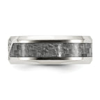 Chisel Stainless Steel Polsihed with Gray Carbon Fiber Inlay and CZ 8mm Band