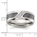 Chisel Stainless Steel Polsihed with Gray Carbon Fiber Inlay and CZ 8mm Band