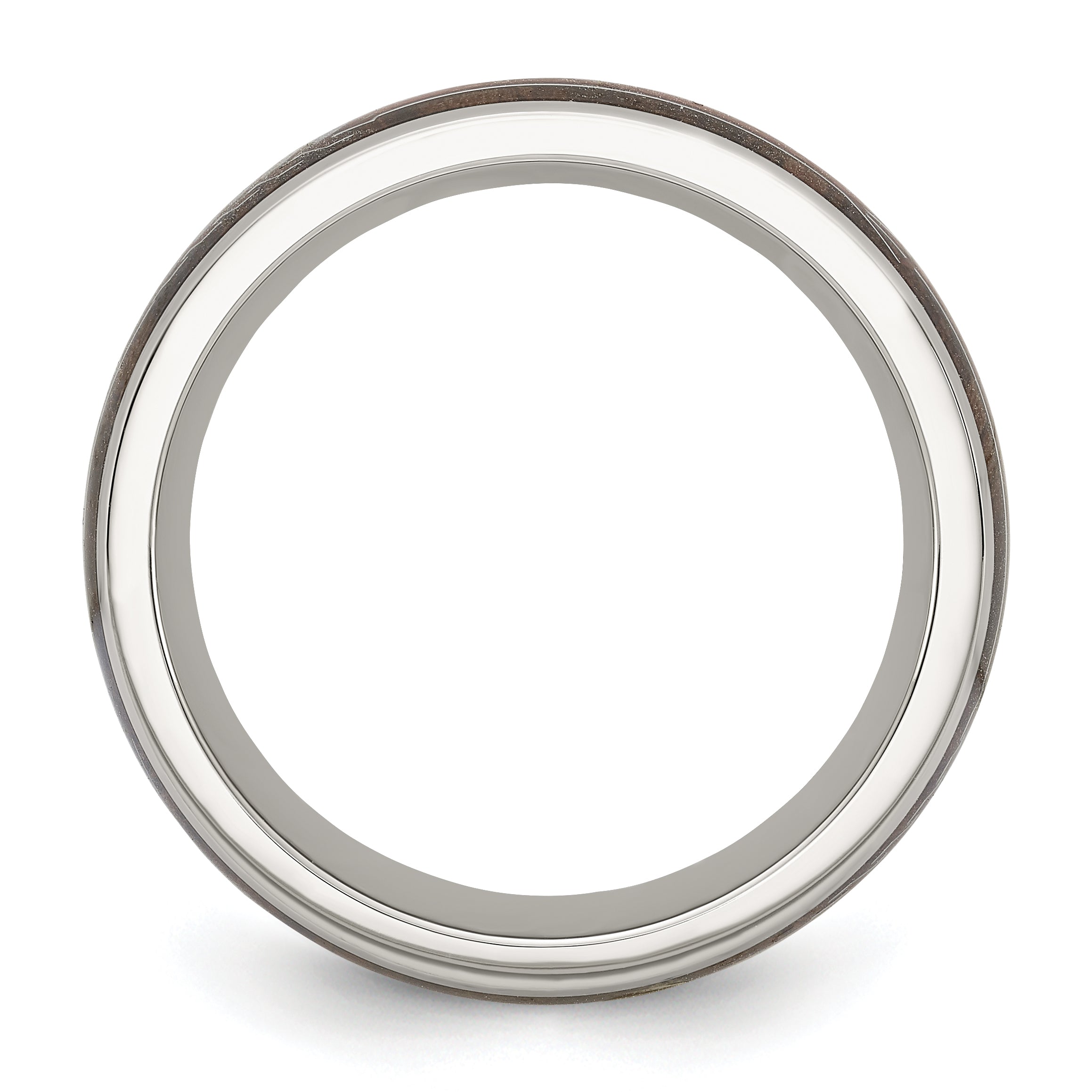 Arrow Wood Inlay Wedding Band in Stainless Steel, 8mm Secondary image