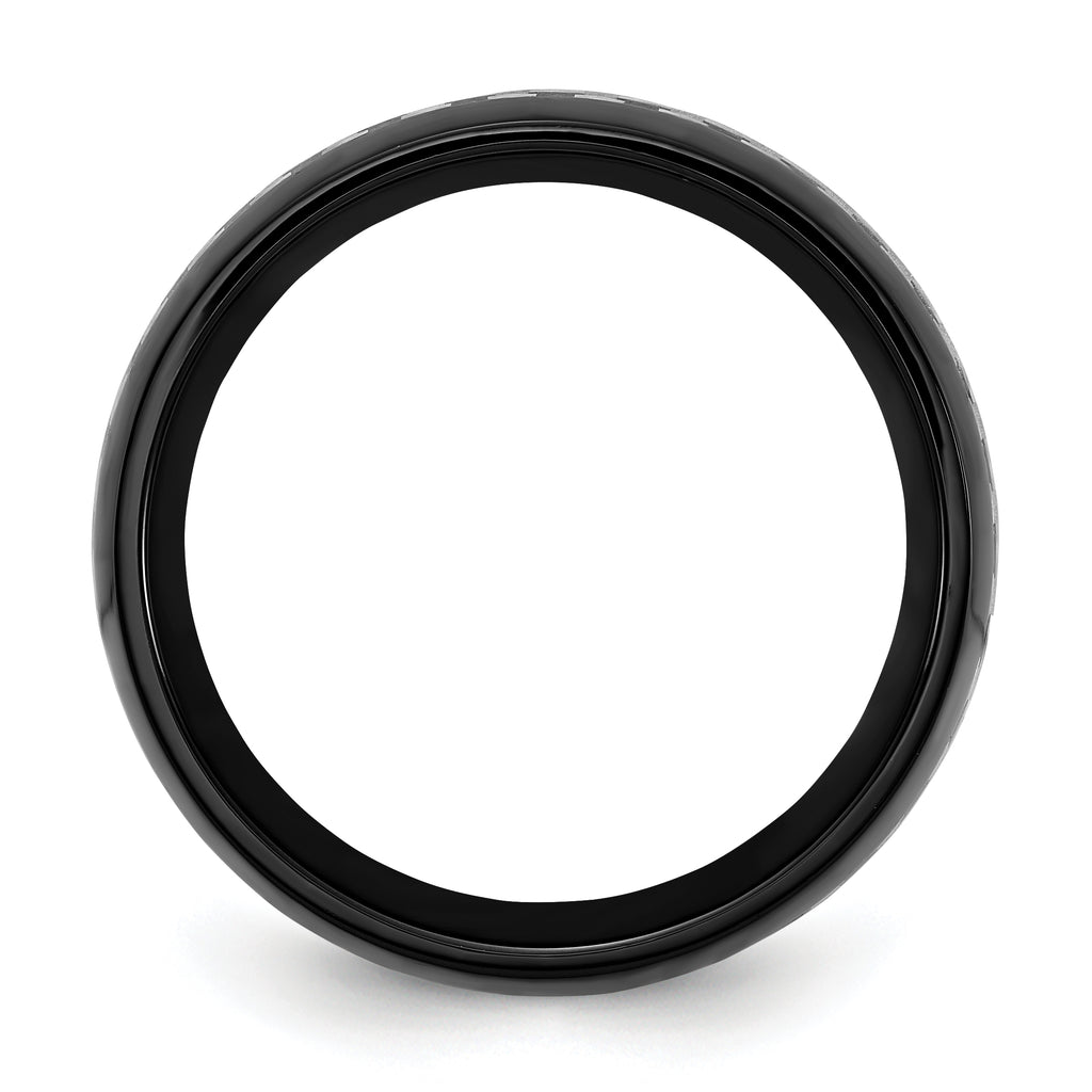 Chisel Stainless Steel Polished Black IP-plated with Carbon Fiber Inlay 8mm Band