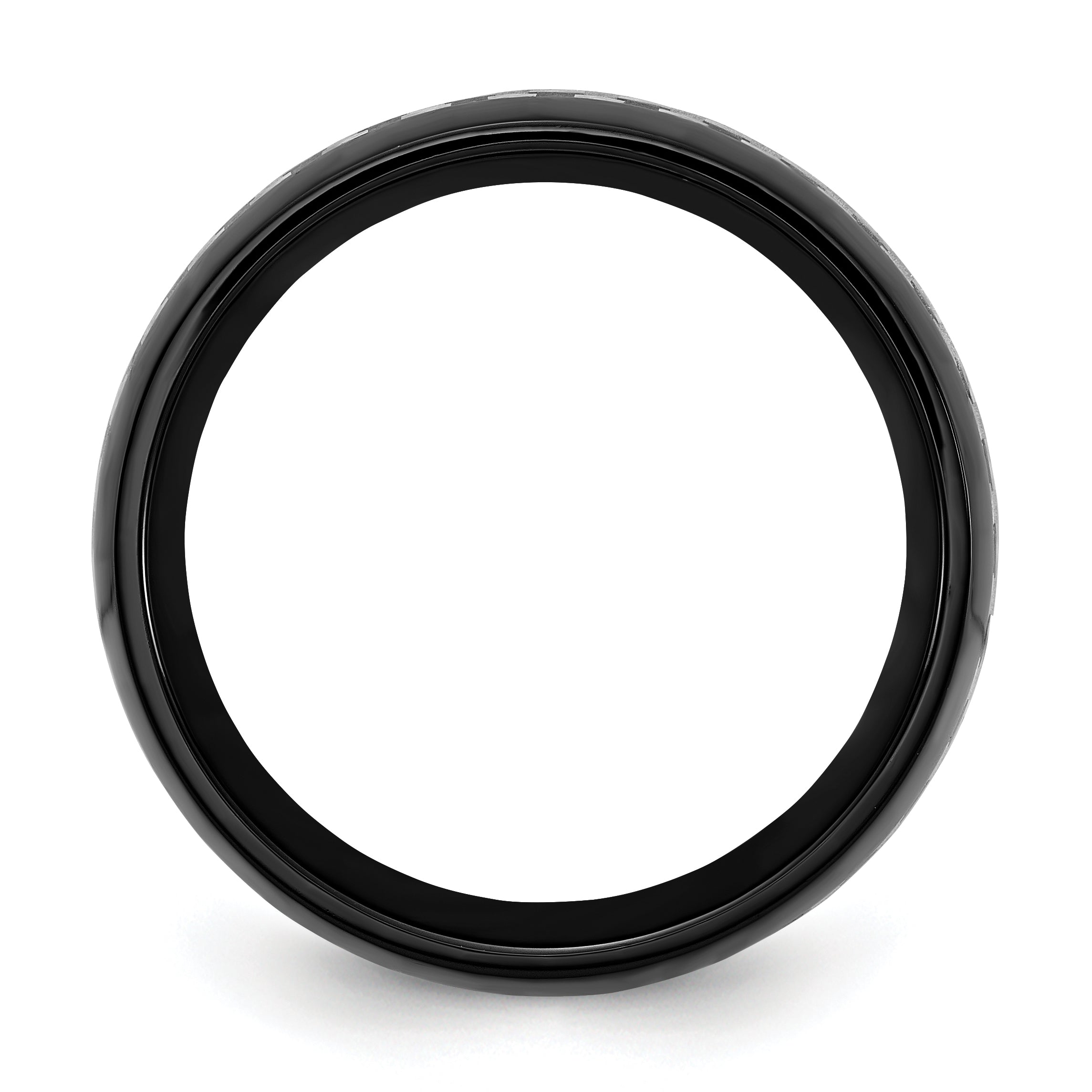 Chisel Stainless Steel Polished Black IP-plated with Carbon Fiber Inlay 8mm Band