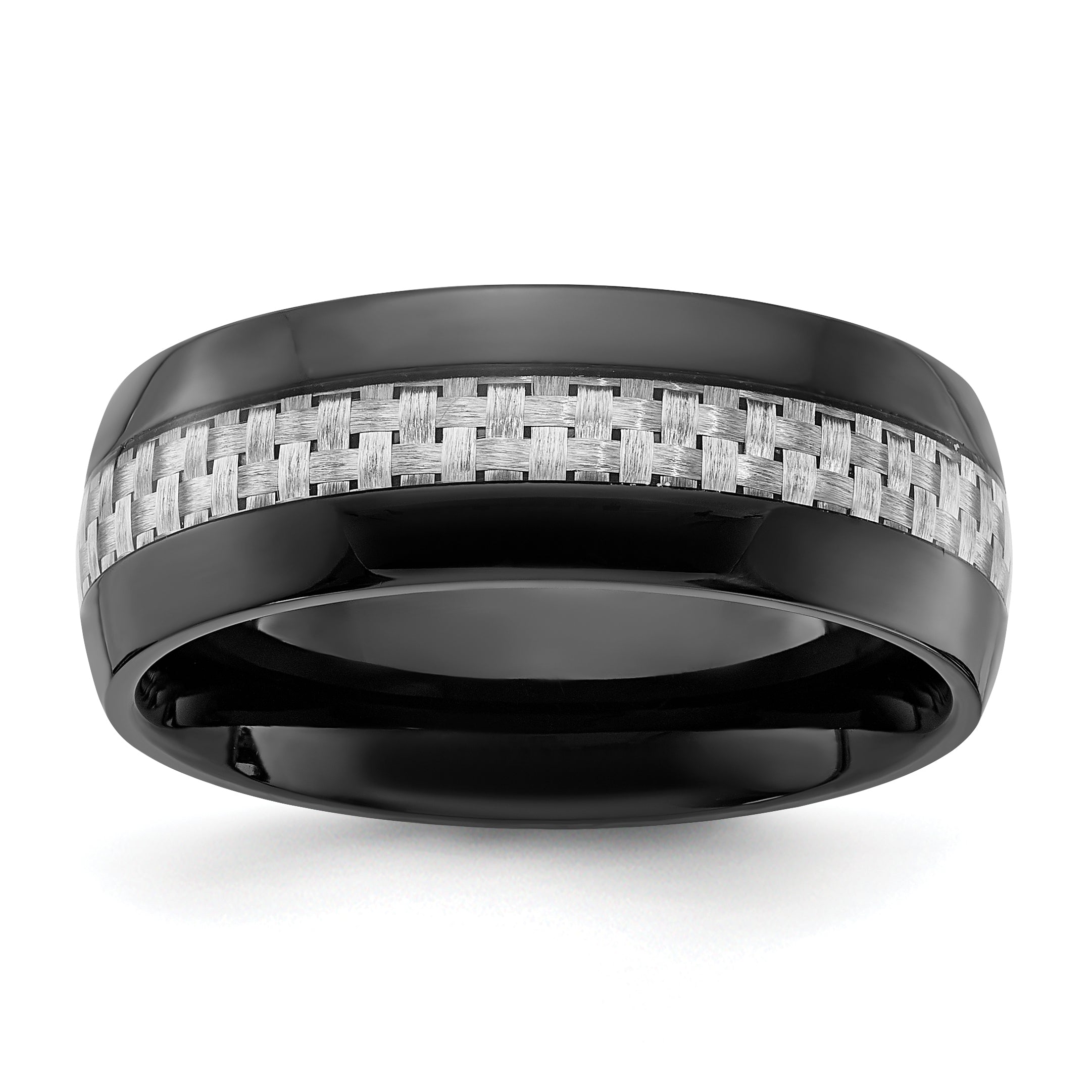 Chisel Stainless Steel Polished Black IP-plated with Carbon Fiber Inlay 8mm Band Main image