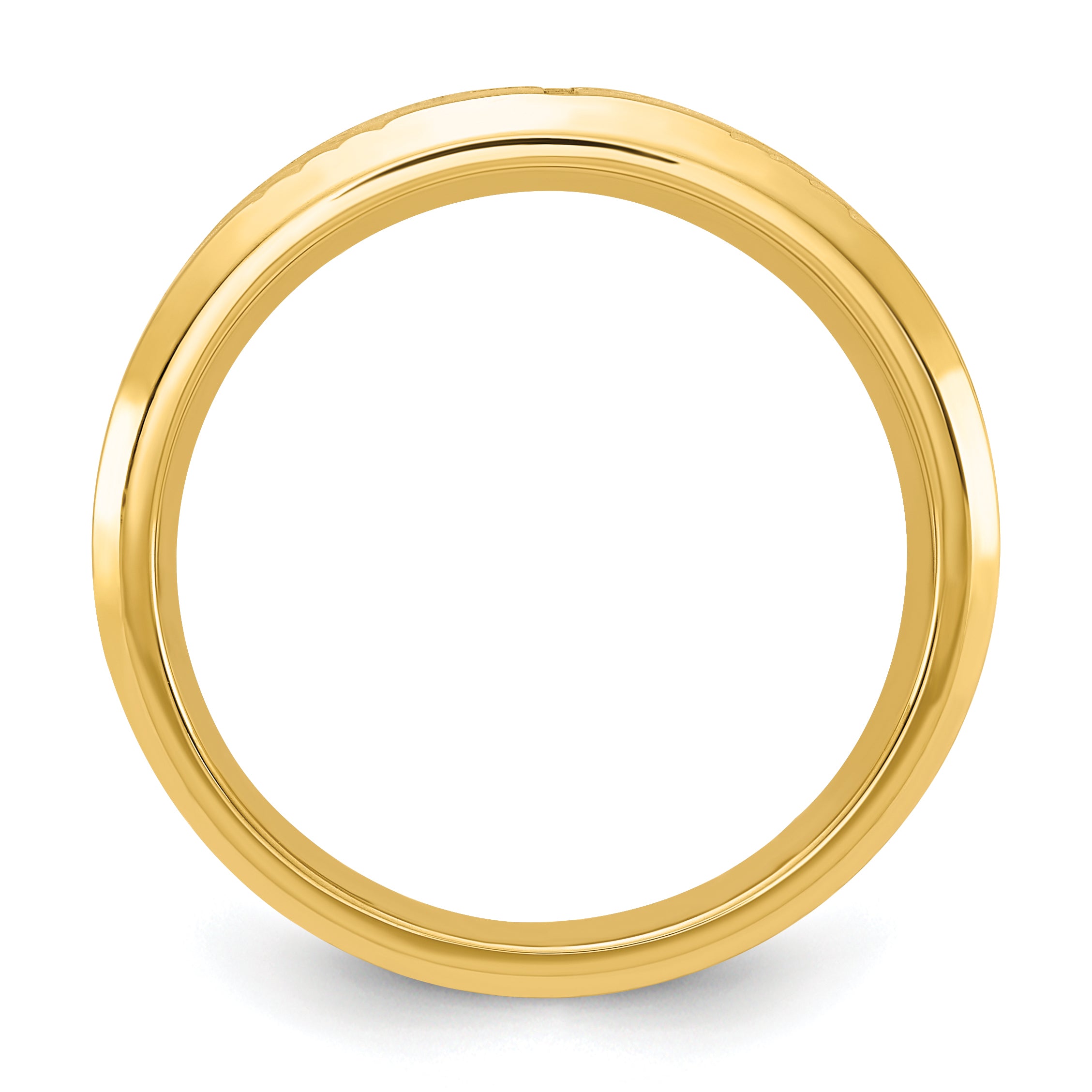 Stainless Steel Brushed and Polished Yellow IP-plated Diamond-cut Cross 8mm Tapered Band Secondary image