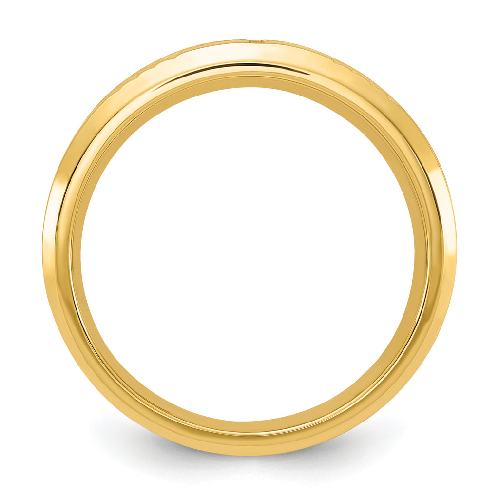 Chisel Stainless Steel Brushed and Polished Yellow IP-plated Diamond-cut Cross 8mm Tapered Band