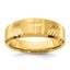 Chisel Stainless Steel Brushed and Polished Yellow IP-plated Diamond-cut Cross 8mm Tapered Band