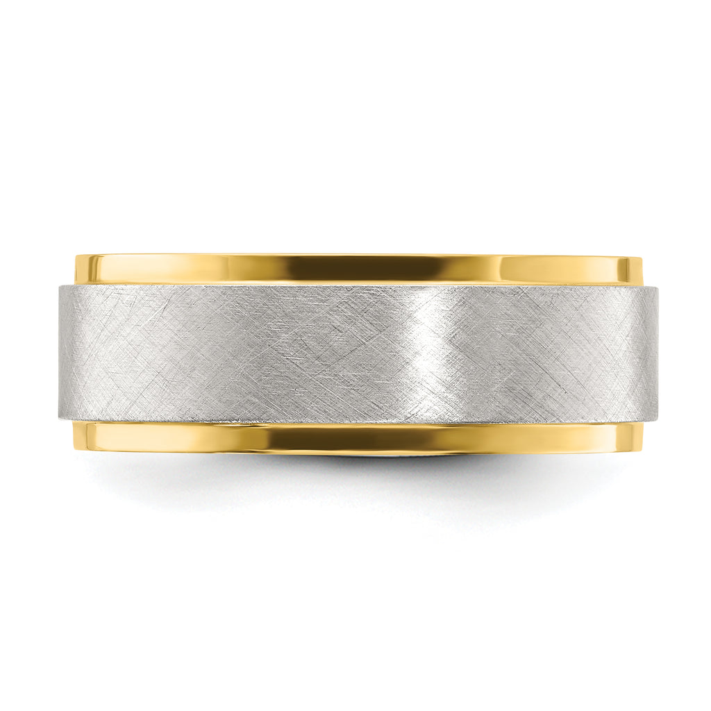 Chisel Stainless Steel Polished Yellow IP-plated with Brushed Center 8mm Band