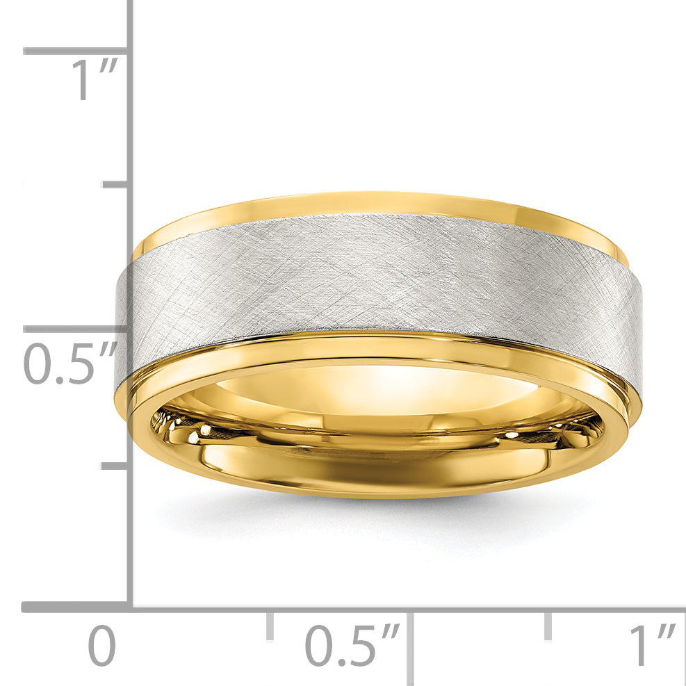 Chisel Stainless Steel Polished Yellow IP-plated with Brushed Center 8mm Band