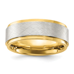 Chisel Stainless Steel Polished Yellow IP-plated with Brushed Center 8mm Band
