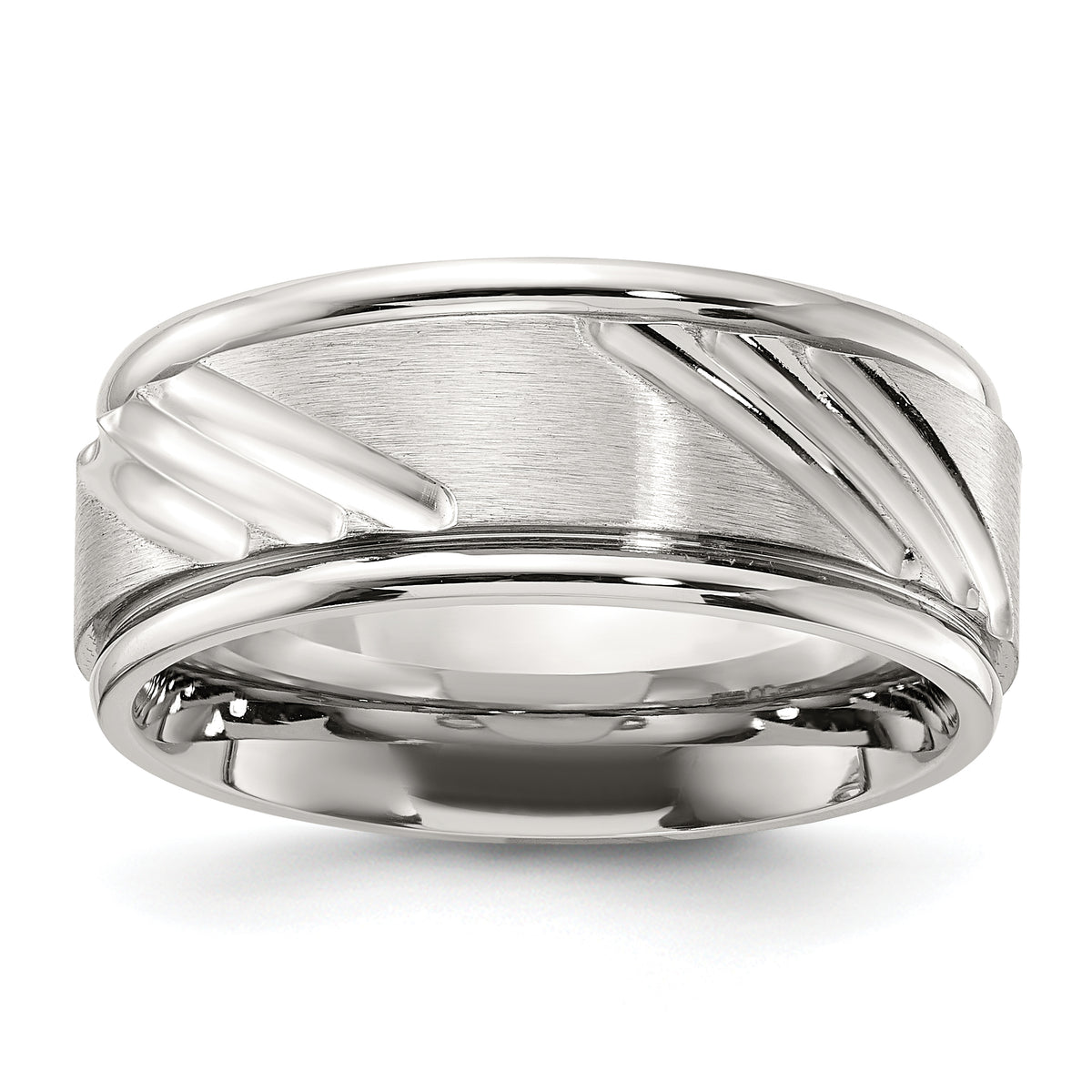 Chisel Stainless Steel Polished with Brushed Center Grooved 9.00mm Band