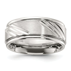 Chisel Stainless Steel Polished with Brushed Center Grooved 9.00mm Band