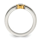Chisel Stainless Steel Polished Yellow IP-plated with CZ Tapered Ring