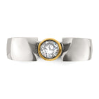 Chisel Stainless Steel Polished Yellow IP-plated with CZ Tapered Ring