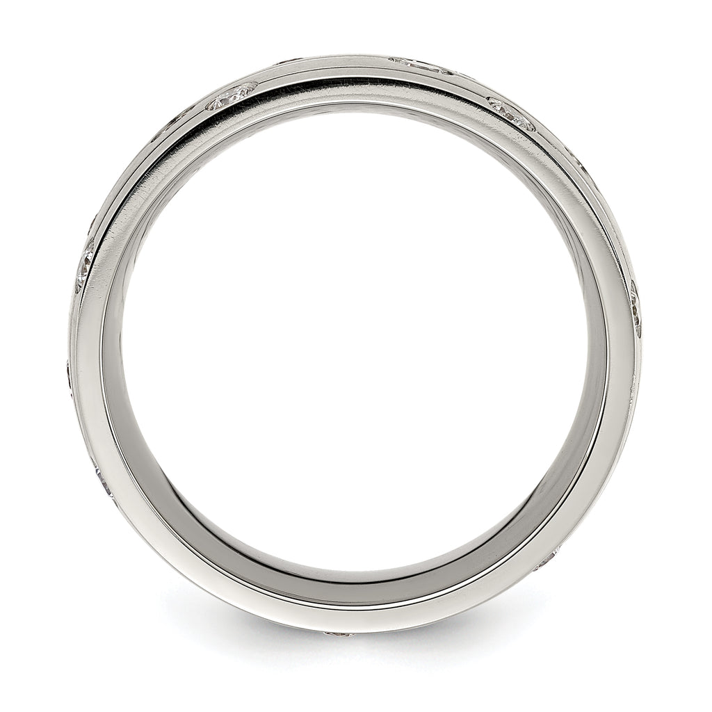 Chisel Stainless Steel Brushed with CZ 8.00mm Band