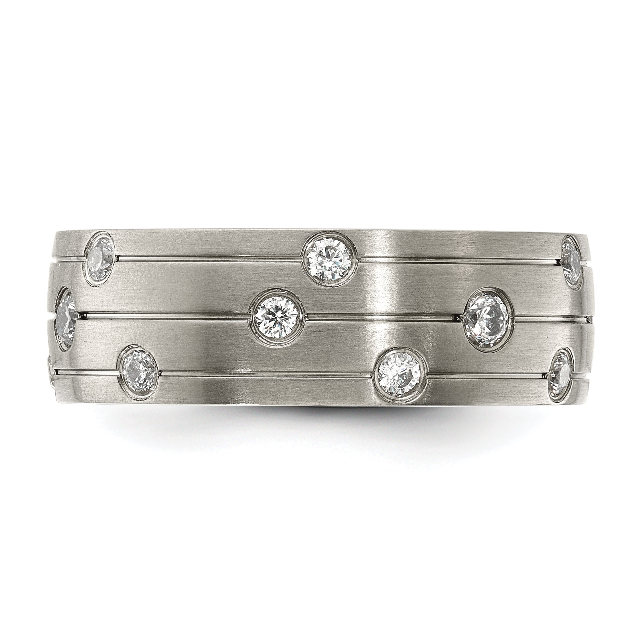 Chisel Stainless Steel Brushed with CZ 8.00mm Band