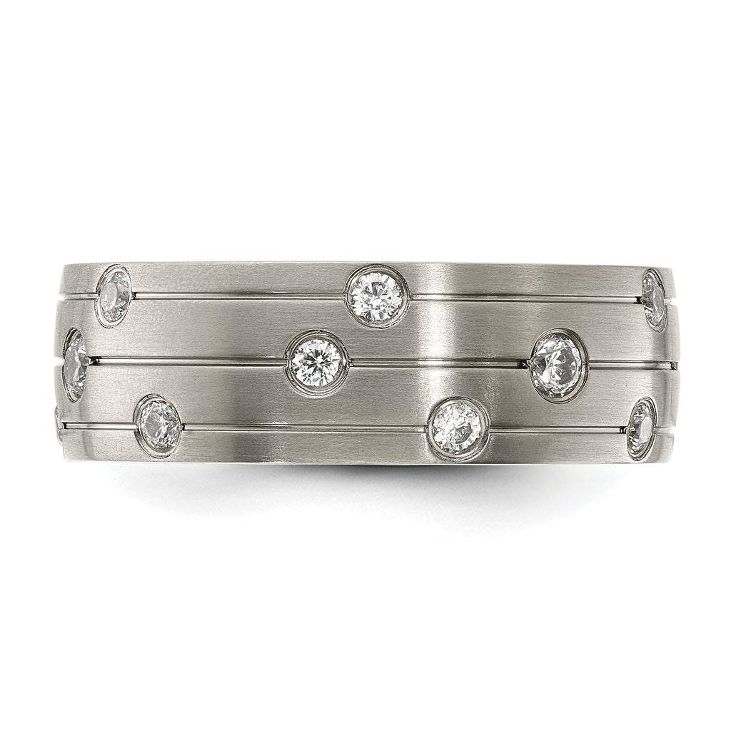 Chisel Stainless Steel Brushed with CZ 8.00mm Band