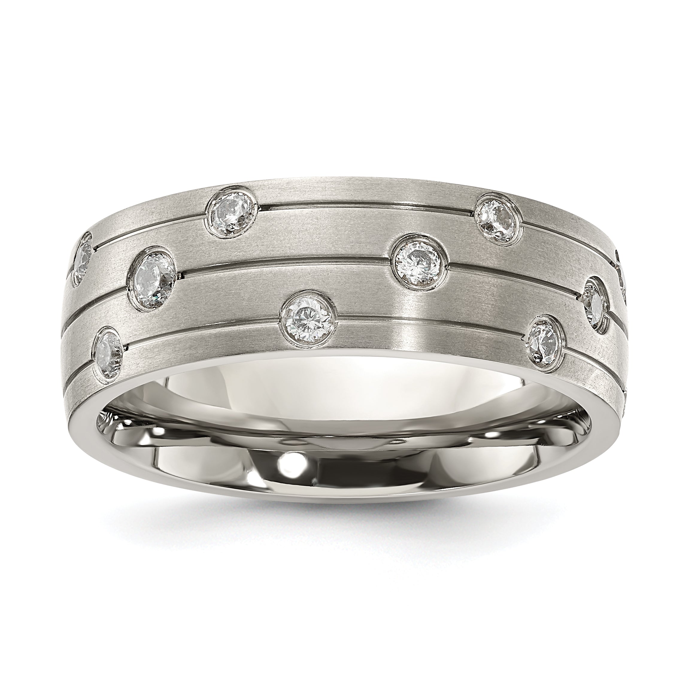 Chisel Stainless Steel Brushed with CZ 8.00mm Band Main image