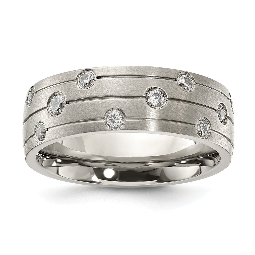 Chisel Stainless Steel Brushed with CZ 8.00mm Band