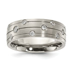 Chisel Stainless Steel Brushed with CZ 8.00mm Band